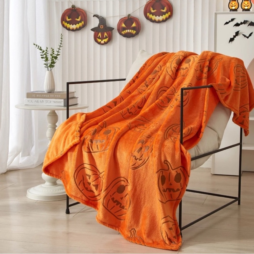 Celebrate It Halloween Orange Blanket